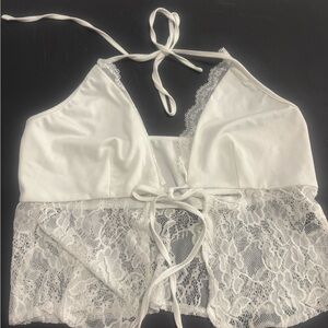 Elegant White Lace Tie in Front Top